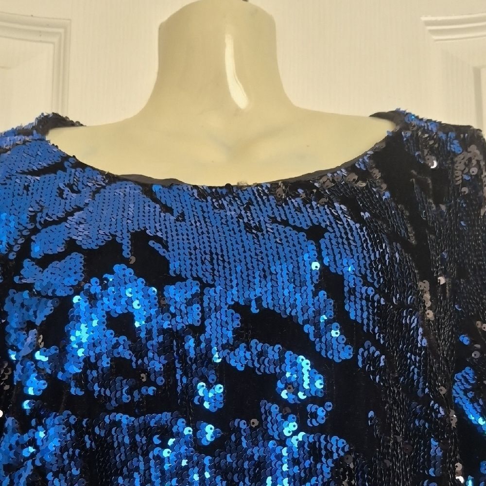 Zara Black and Blue Sequin Mini Dress - Picture 7 of 16
